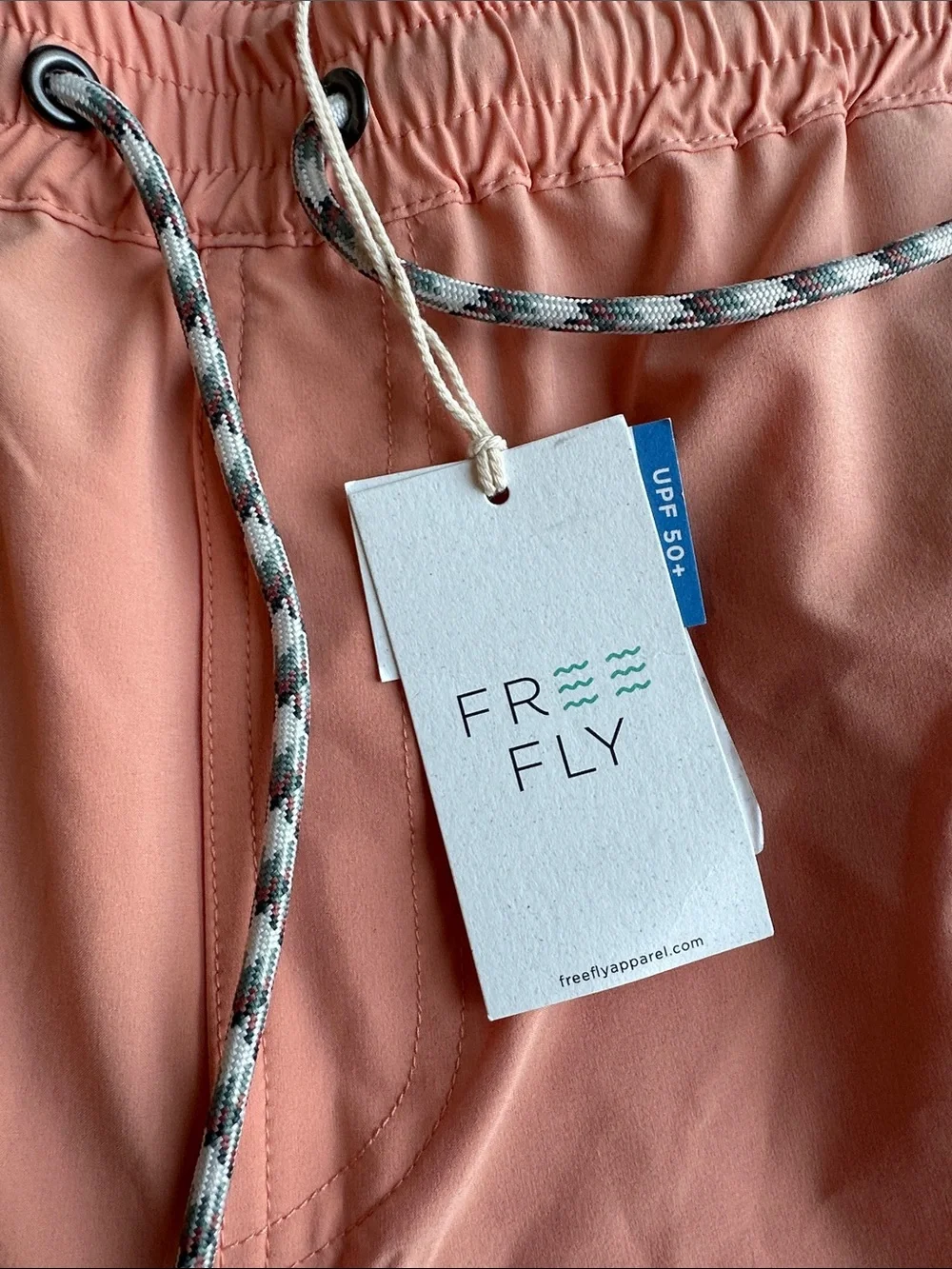 Freefly Men's UPF 50+ Shorts in Peach with Drawstring Waist